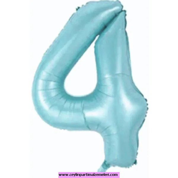 4 Rakam Açık Mavi Folyo Balon